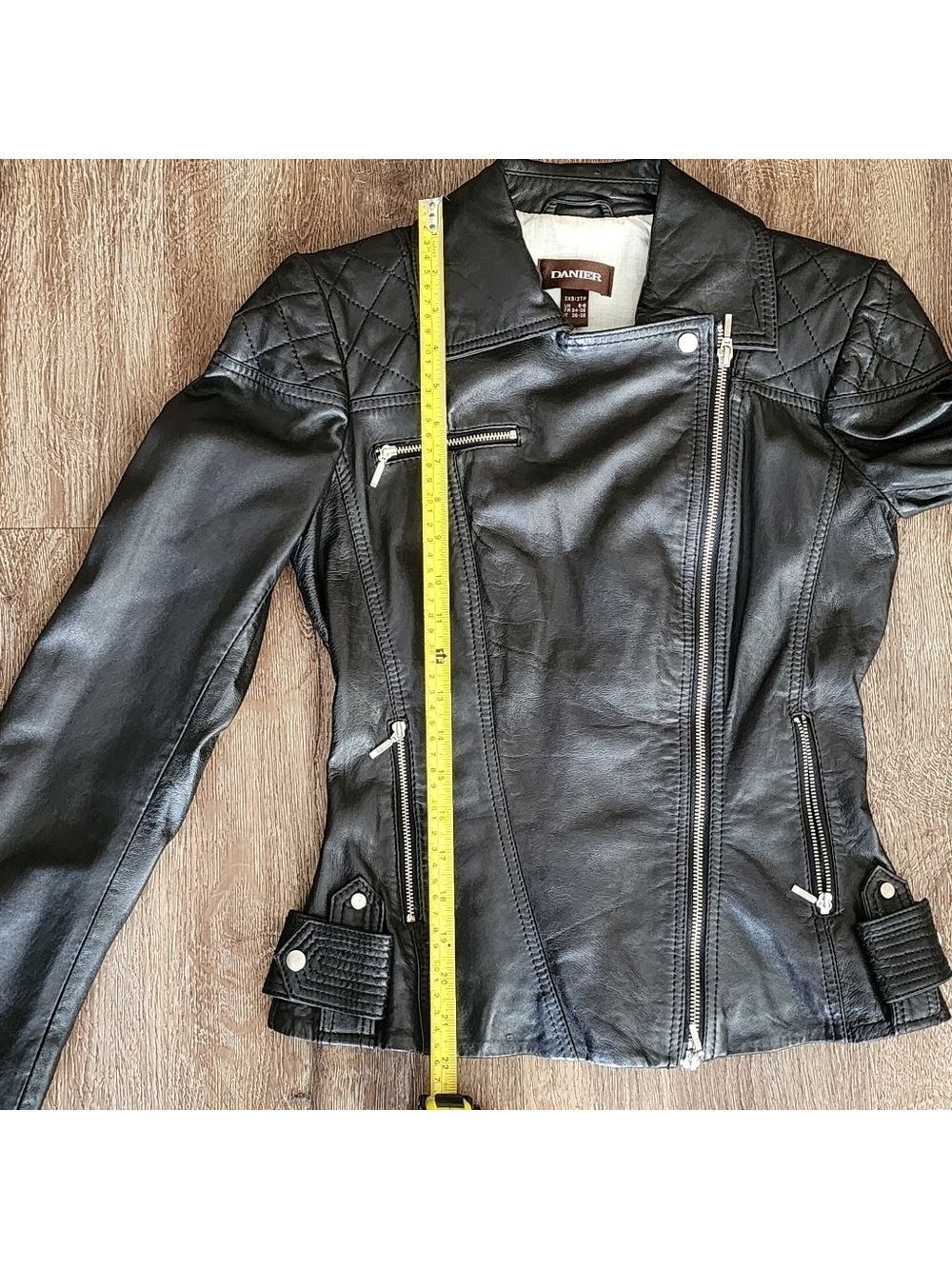 Danier Black Leather Biker Jacket #1814 - Picture 11 of 15